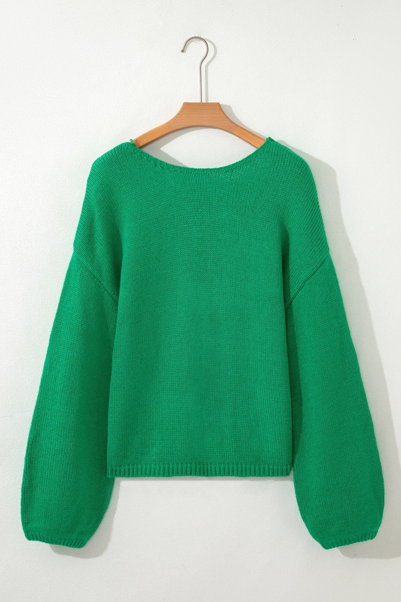 Bow Tie Backless Bubble Sleeve Sweater - Rooted & Reckless Co.