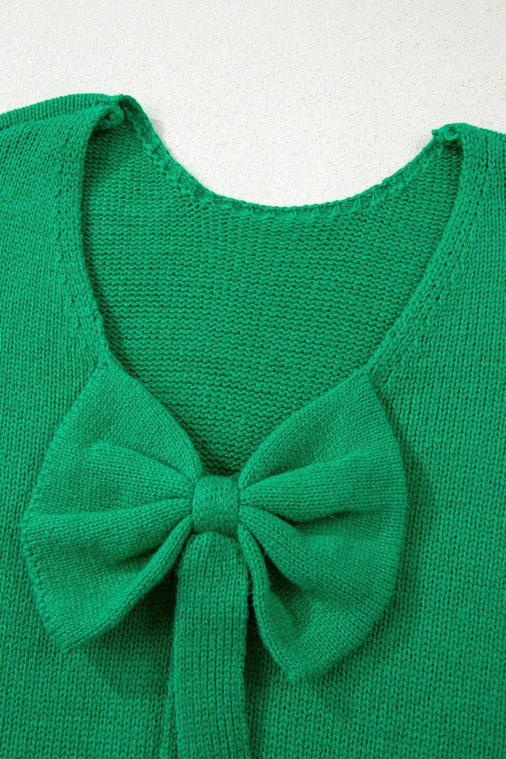 Bow Tie Backless Bubble Sleeve Sweater - Rooted & Reckless Co.