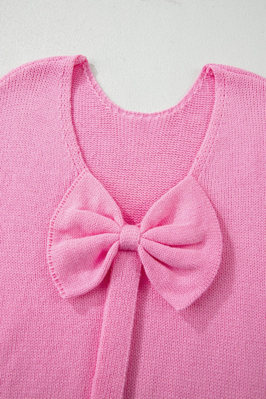 Bow Tie Backless Bubble Sleeve Sweater - Rooted & Reckless Co.