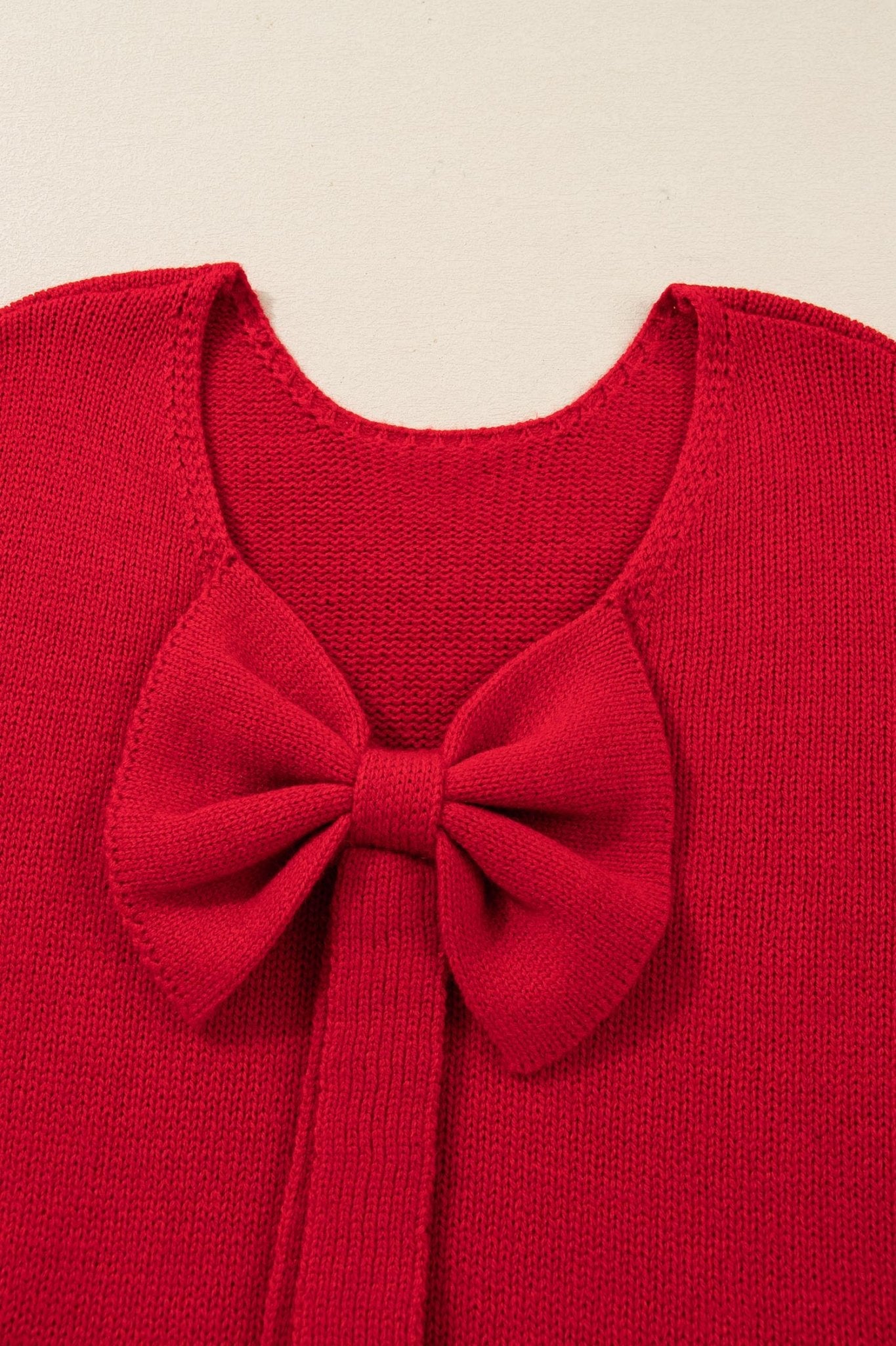 Bow Tie Backless Bubble Sleeve Sweater - Rooted & Reckless Co.