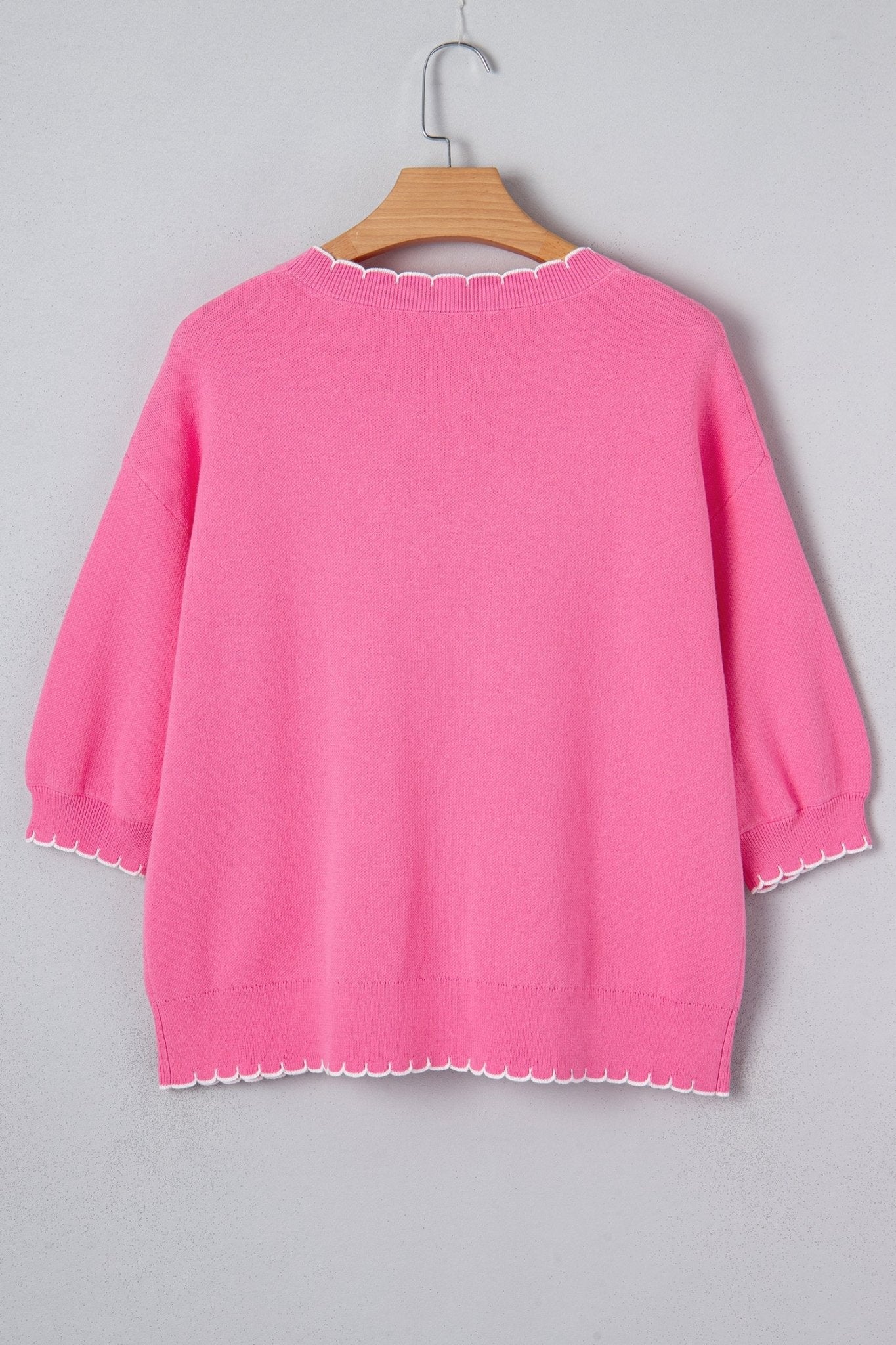 Bow Tie Contrast Stitch 3/4 Sleeve Sweater - Rooted & Reckless Co.