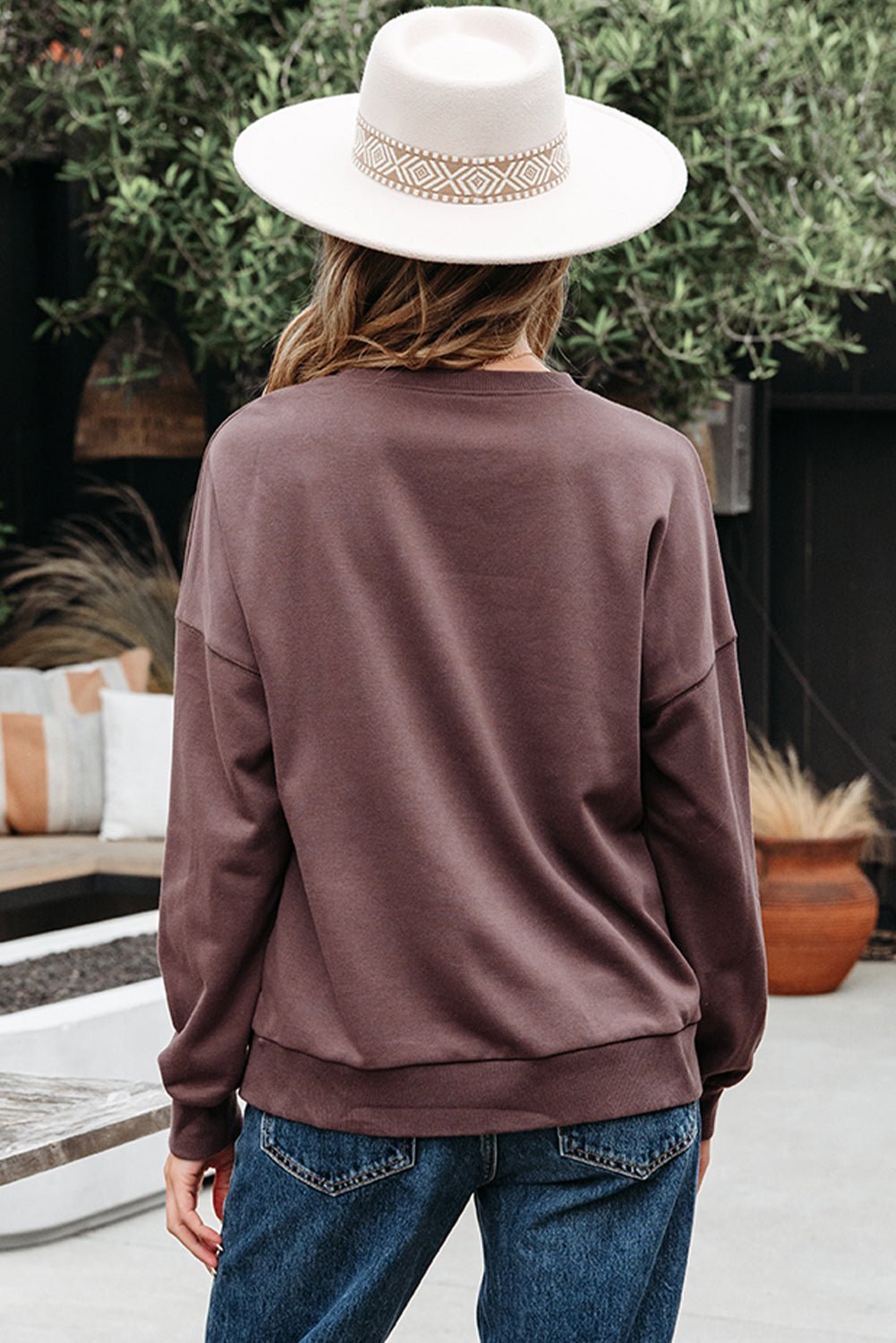 Bow Tie Contrast Terry Drop Shoulder Sweatshirt - Rooted & Reckless Co.