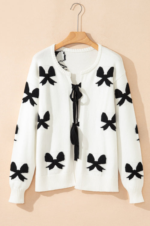 Bow Tie Lace-Up Sweater Cardigan - Rooted & Reckless Co.