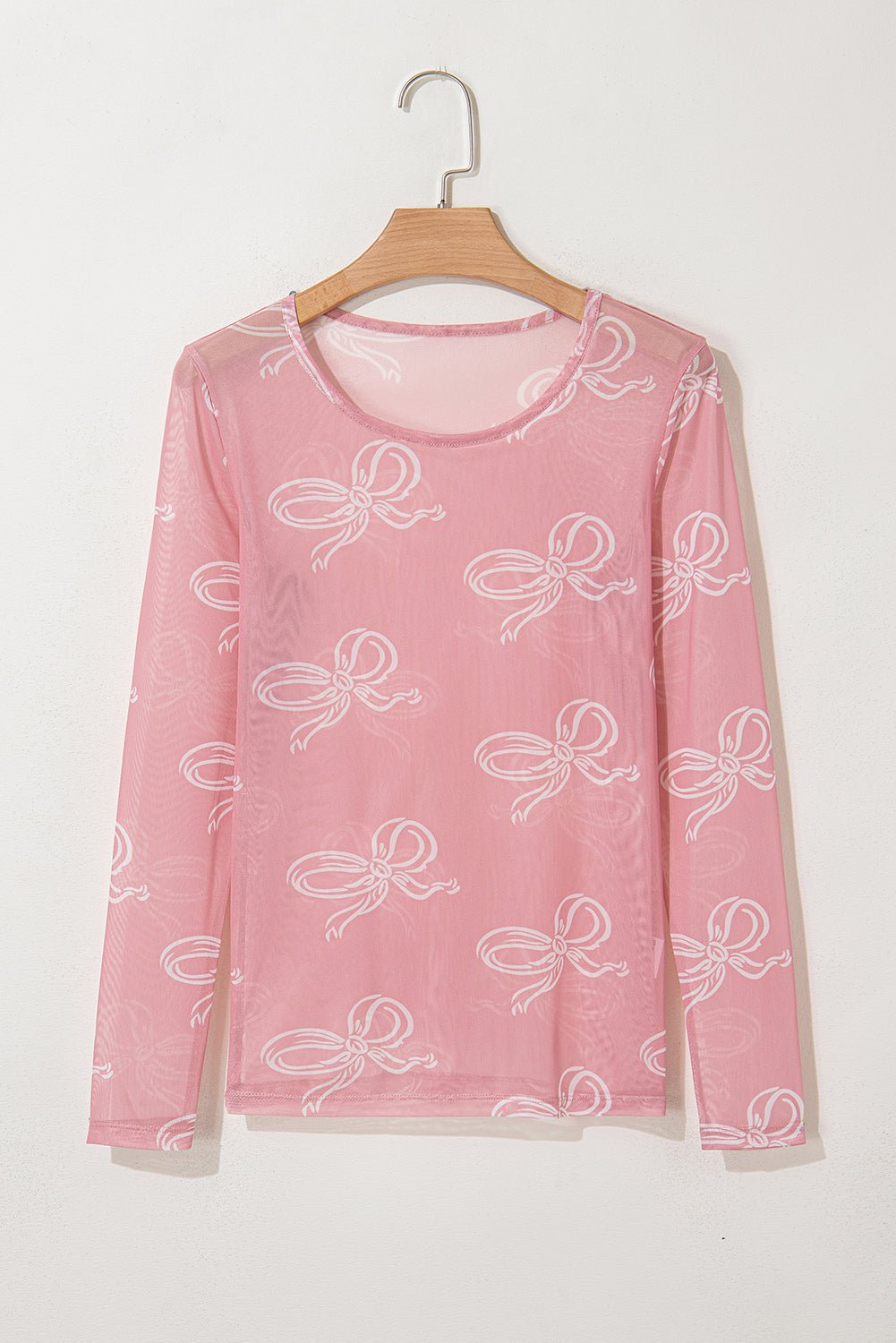 Bow Tie Mesh Long Sleeve Top - Rooted & Reckless Co.