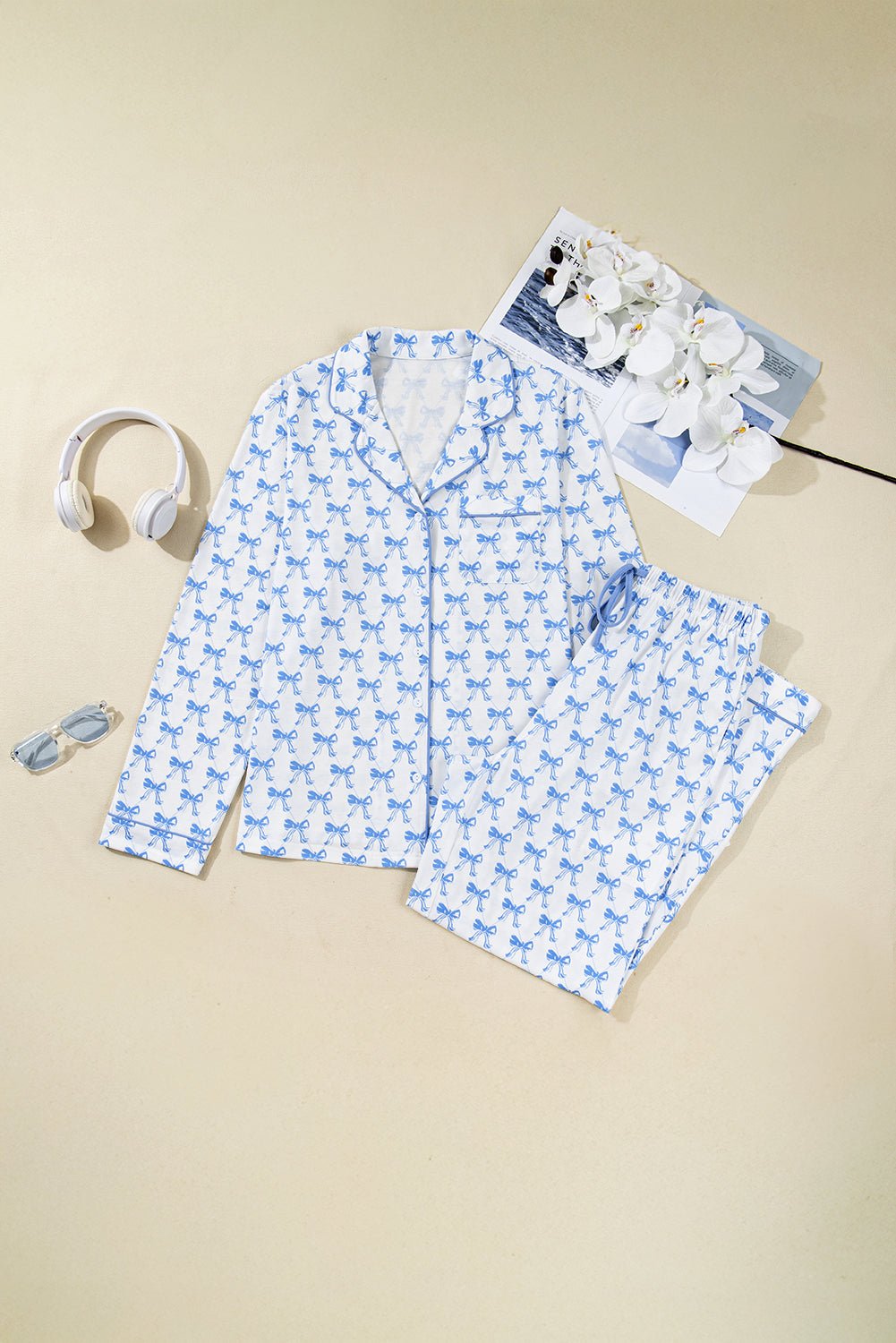 Bow Tie Shirt and Pants Pajama Set - Rooted & Reckless Co.