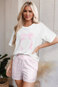 Bow Tie Top and Shorts Lounge Set - Rooted & Reckless Co.