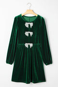 Bow Tie Velvet High Waist Mini Dress - Rooted & Reckless Co.