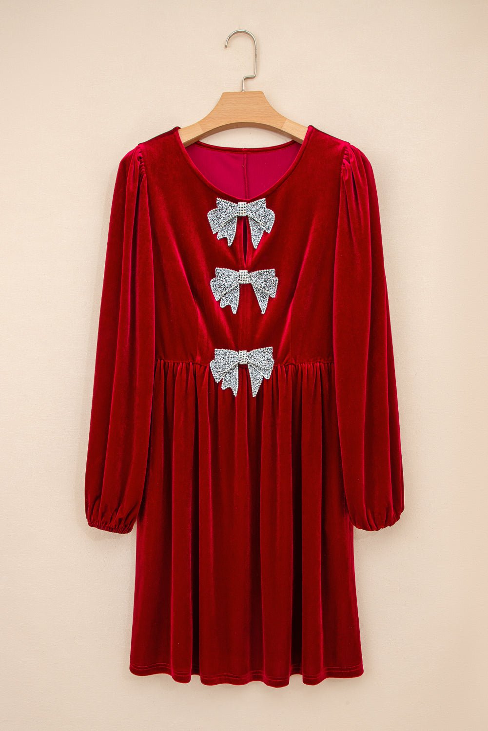 Bow Tie Velvet High Waist Mini Dress - Rooted & Reckless Co.