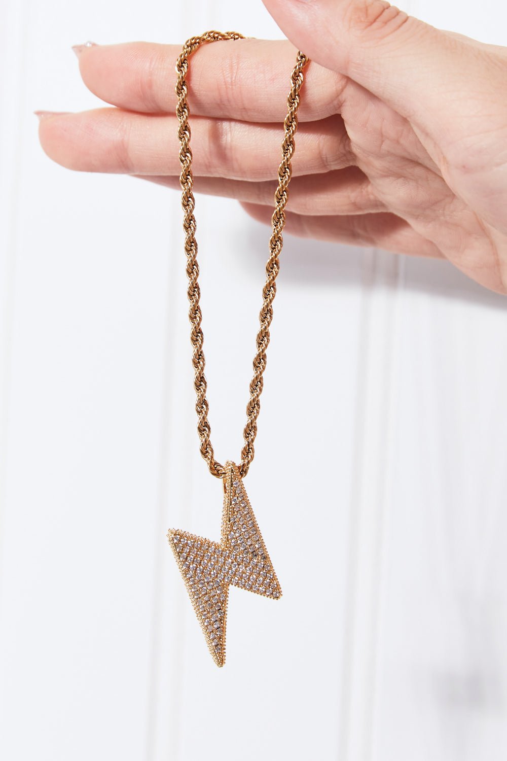 Brass Lightning Pendant Necklace - Rooted & Reckless Co.