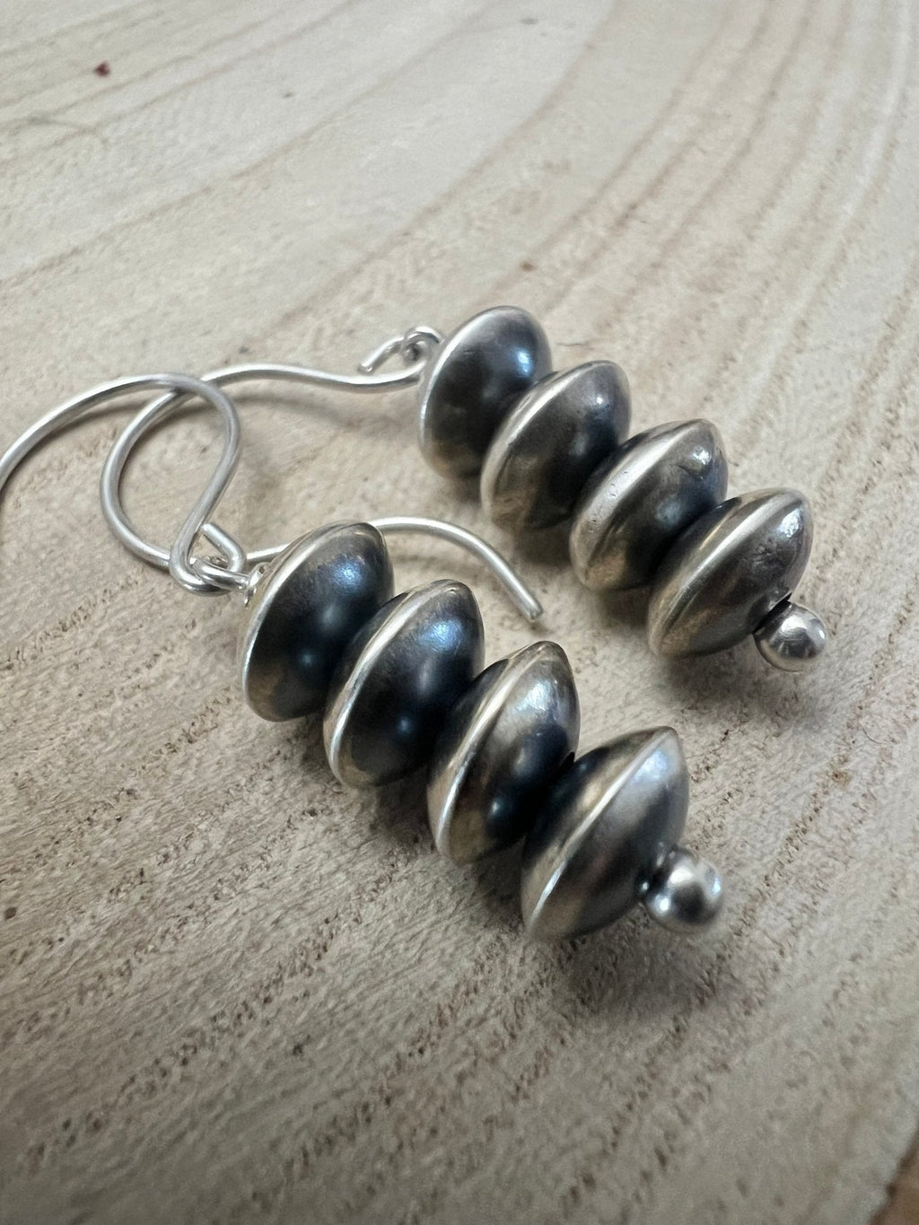 Bryannen Halwood Sterling Silver Navajo Pearl Earrings — 1.5 inch (Handcrafted by Navajo Artist) - Rooted & Reckless Co.