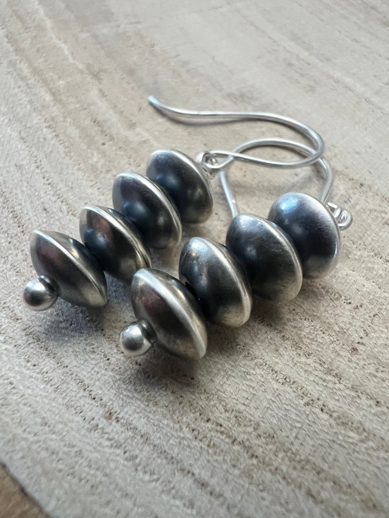 Bryannen Halwood Sterling Silver Navajo Pearl Earrings — 1.5 inch (Handcrafted by Navajo Artist) - Rooted & Reckless Co.