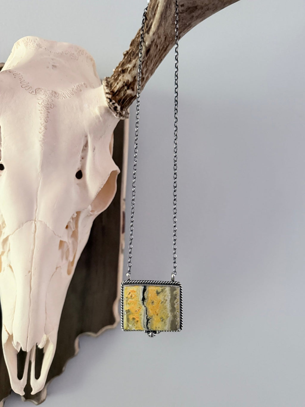 Bumblebee Jasper Sterling Silver Necklace Native Made By Johnny Dixon - Rooted & Reckless Co.