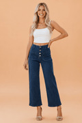 Buttoned High Waist Wide Leg Cropped Jeans - Rooted & Reckless Co.
