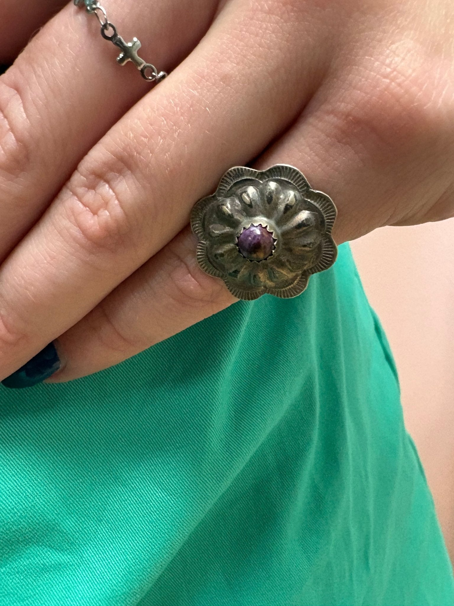 Byron Begay Navajo Sterling Silver Purple Spiny Oyster Ring — Size 7 - Rooted & Reckless Co.