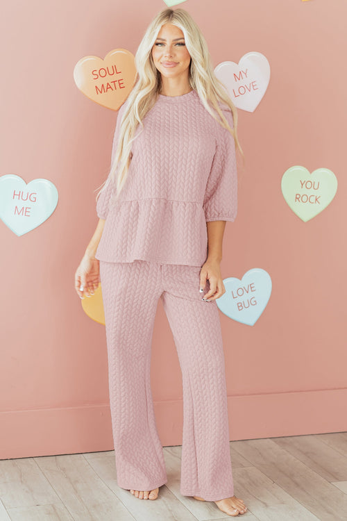 Cable Textured Top and Pants Set