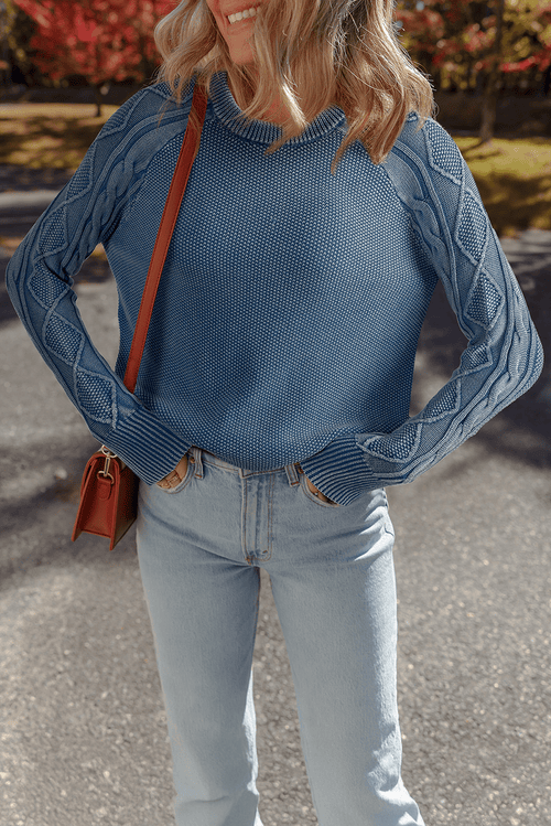 Cable Knit Long Sleeve Sweater - Rooted & Reckless Co.