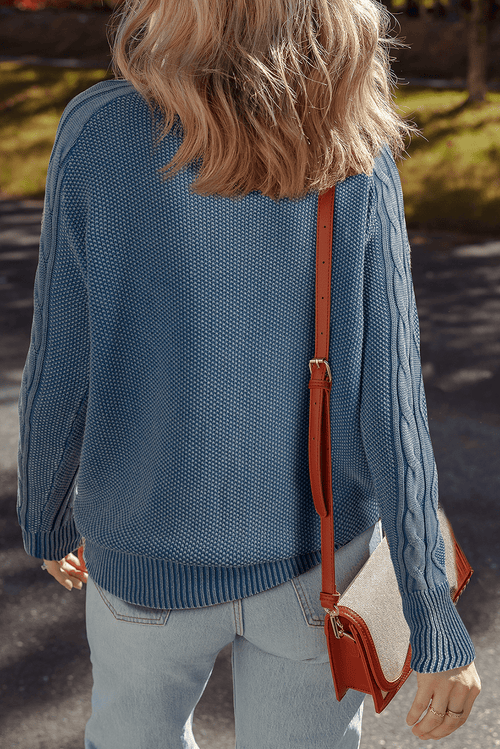 Cable Knit Long Sleeve Sweater - Rooted & Reckless Co.