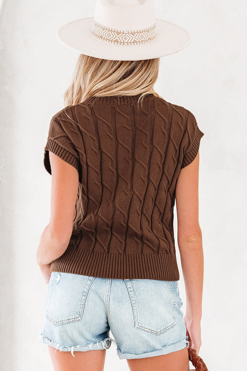 Cable Knit Textured Crew Neck Sweater Top - Rooted & Reckless Co.