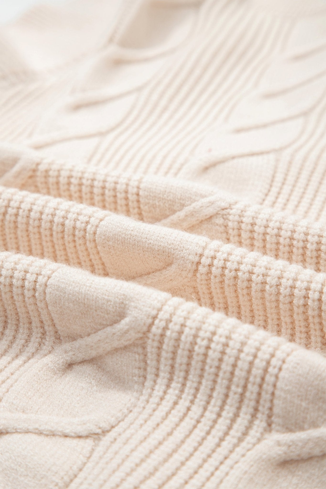 Cable Knit Turtleneck Ruffle Short Sleeve Sweater - Rooted & Reckless Co.