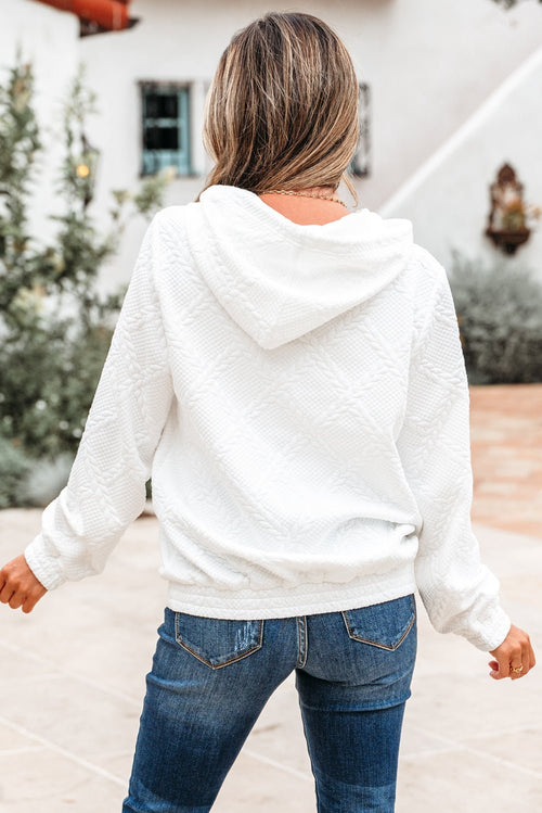 Cable Lattice Textured Kangaroo Pocket Hoodie - Rooted & Reckless Co.
