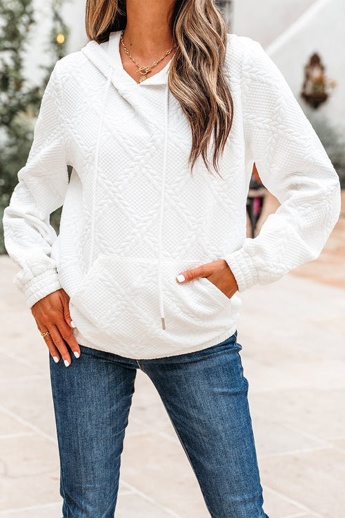 Cable Lattice Textured Kangaroo Pocket Hoodie - Rooted & Reckless Co.