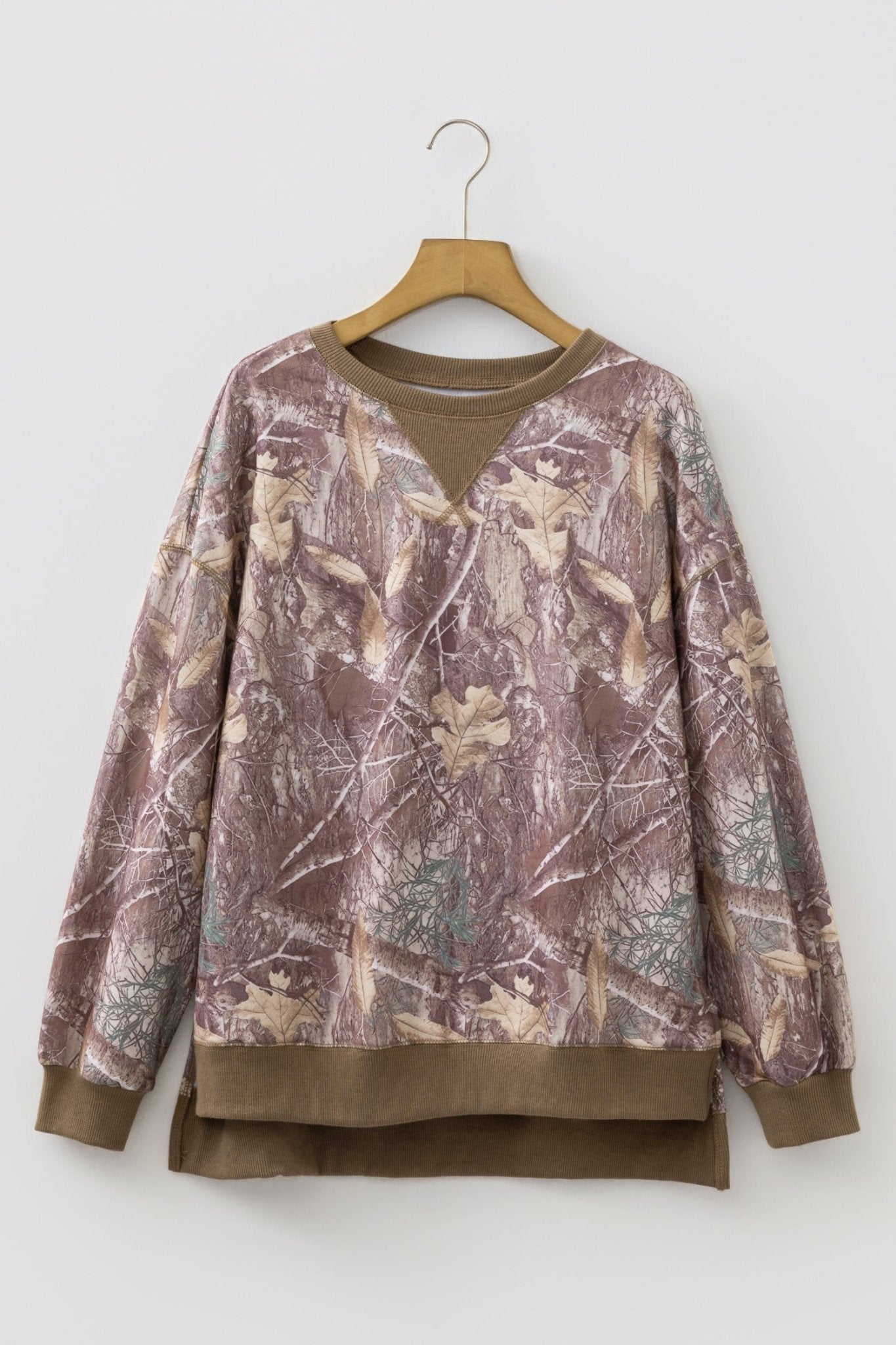 Camo Abstract Colorblock Detail Baggy Pullover Sweatshirt - Rooted & Reckless Co.