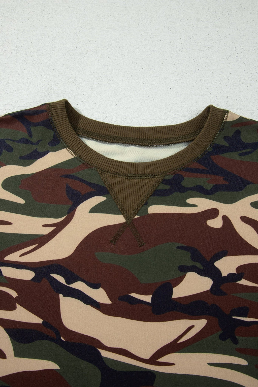 Camo Baggy Round Neck Long Sleeve Pullover Sweatshirt - Rooted & Reckless Co.