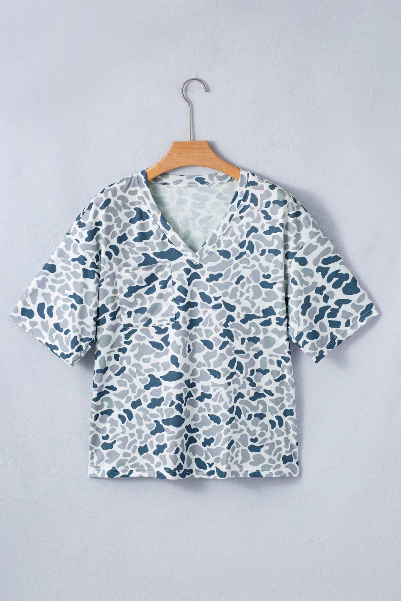 Camo Chest Pocket V-Neck Short Sleeve Tee - Rooted & Reckless Co.