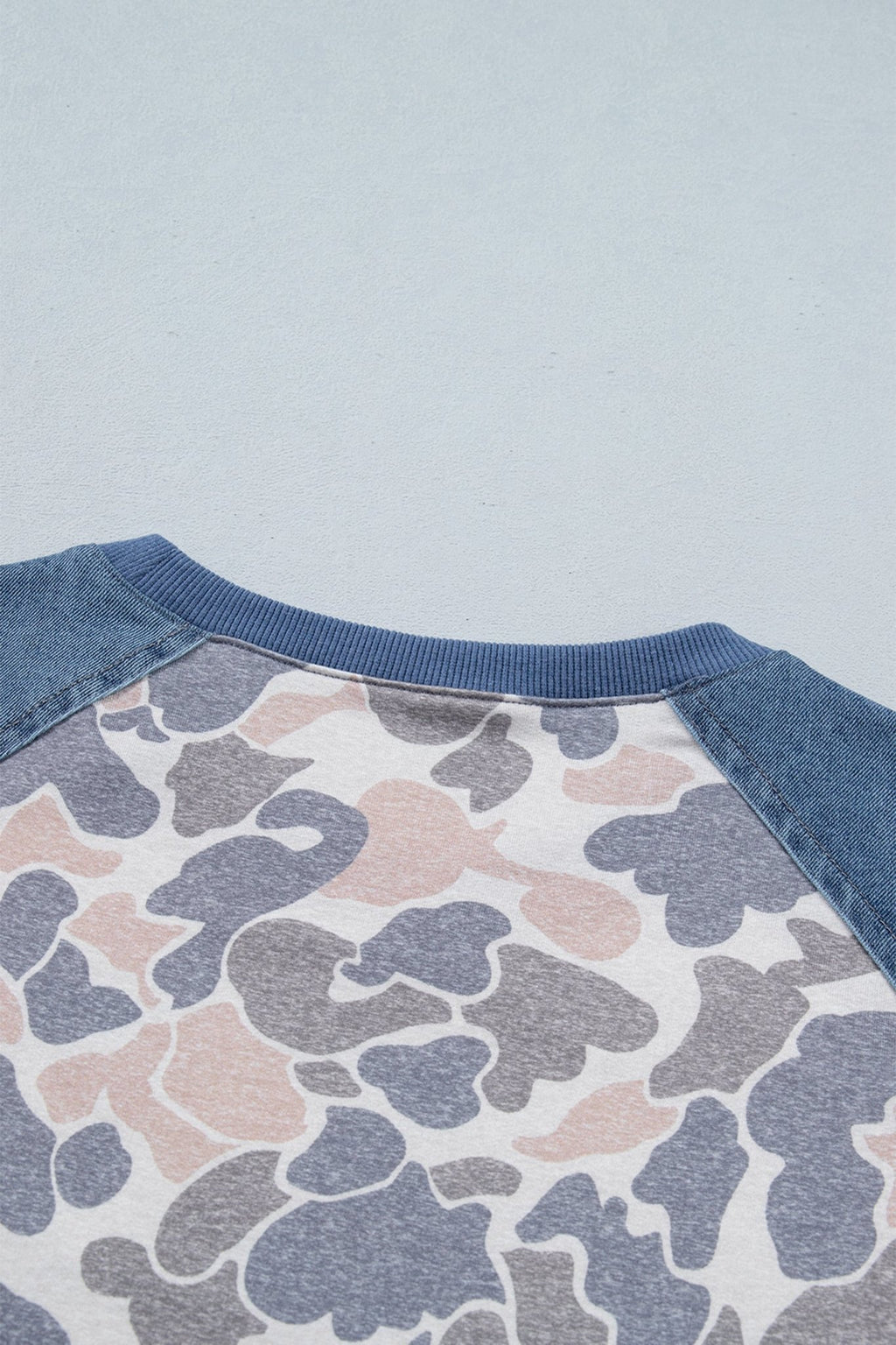 Camo Colorblock Denim Raglan Short Sleeve Tee - Rooted & Reckless Co.
