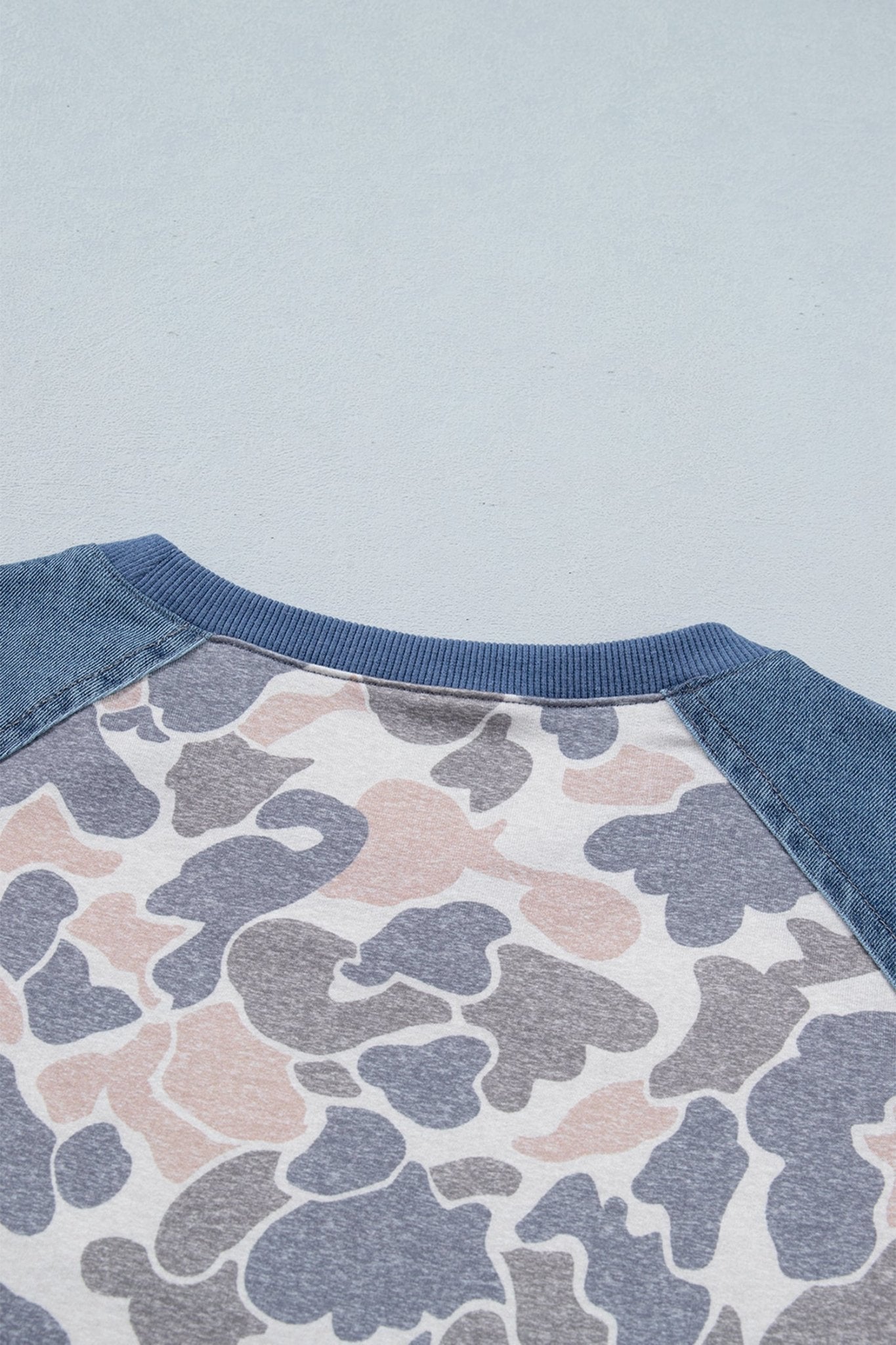 Camo Colorblock Denim Raglan Short Sleeve Tee - Rooted & Reckless Co.