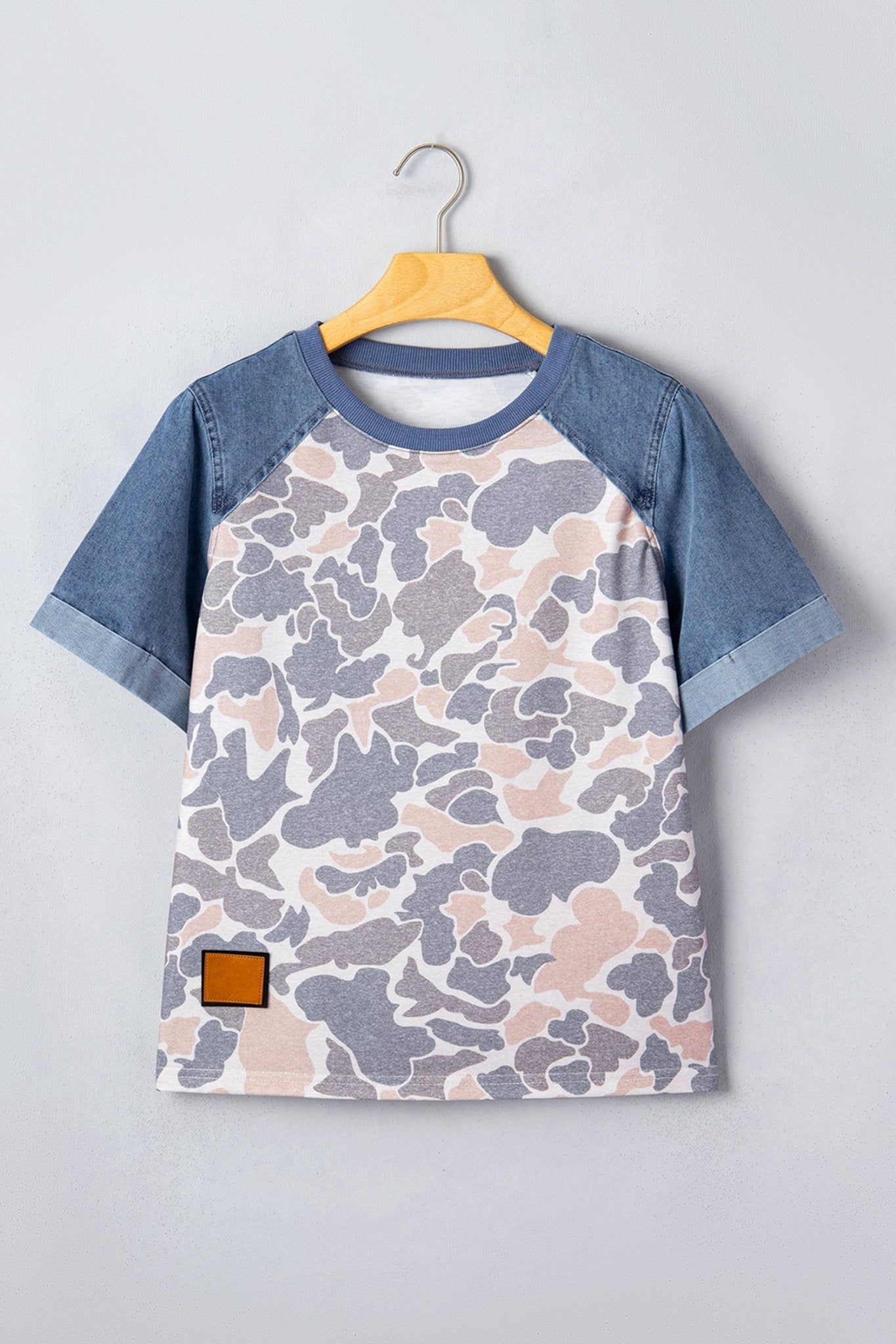 Camo Colorblock Denim Raglan Short Sleeve Tee - Rooted & Reckless Co.