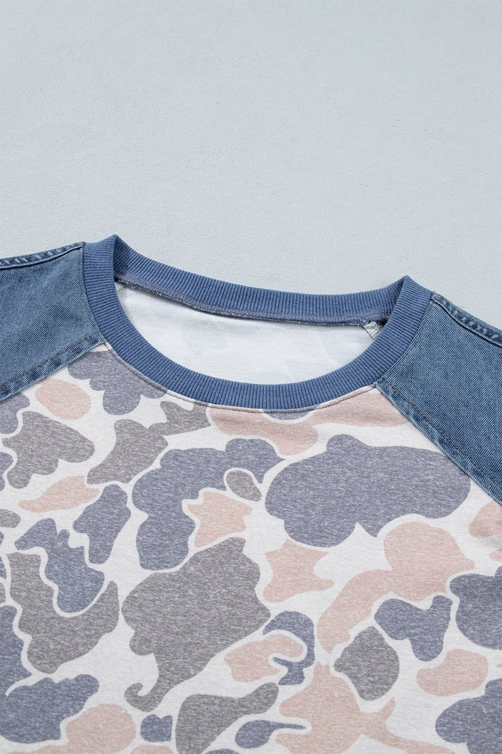 Camo Colorblock Denim Raglan Short Sleeve Tee - Rooted & Reckless Co.