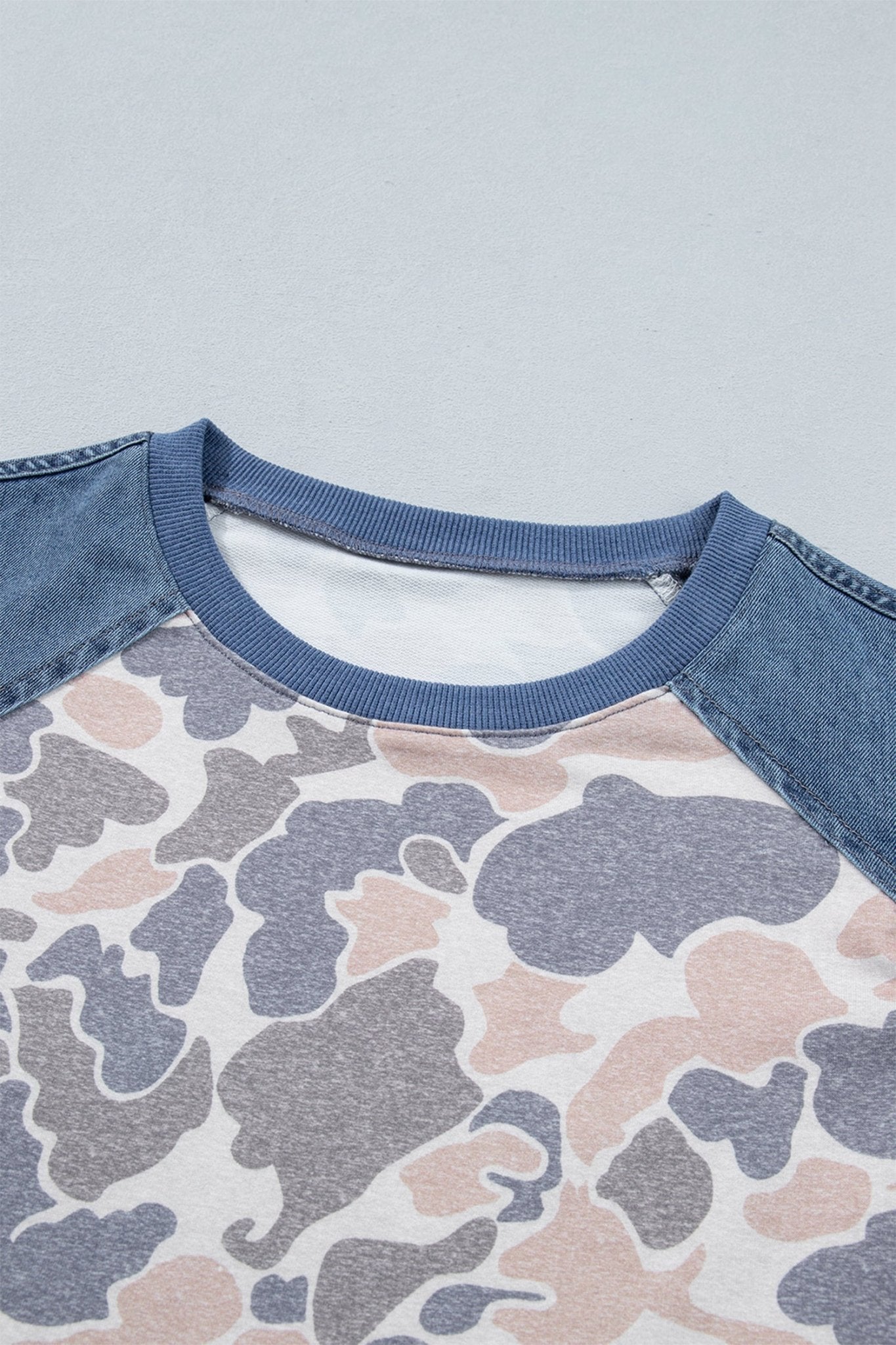 Camo Colorblock Denim Raglan Short Sleeve Tee - Rooted & Reckless Co.