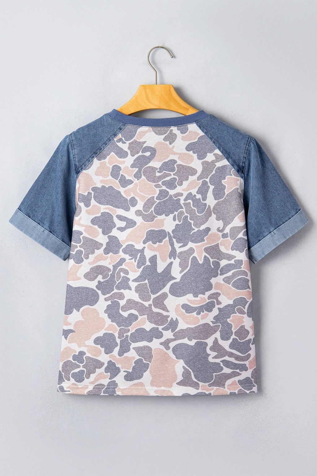 Camo Colorblock Denim Raglan Short Sleeve Tee - Rooted & Reckless Co.