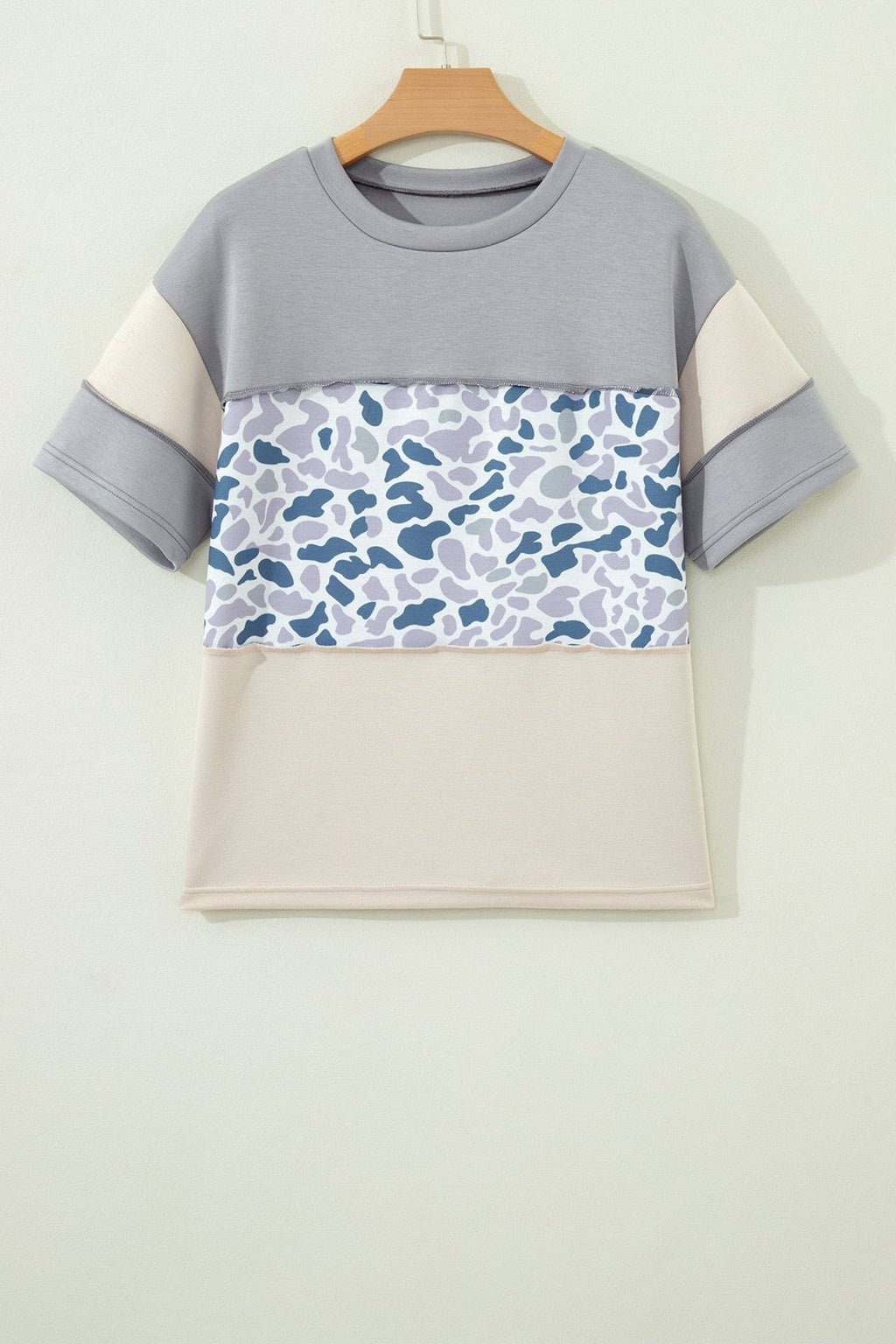 Camo Colorblock Raw Seam Short Sleeve Tee - Rooted & Reckless Co.
