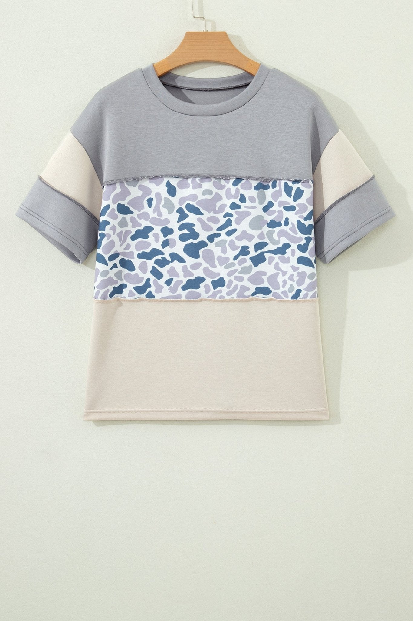 Camo Colorblock Raw Seam Short Sleeve Tee - Rooted & Reckless Co.