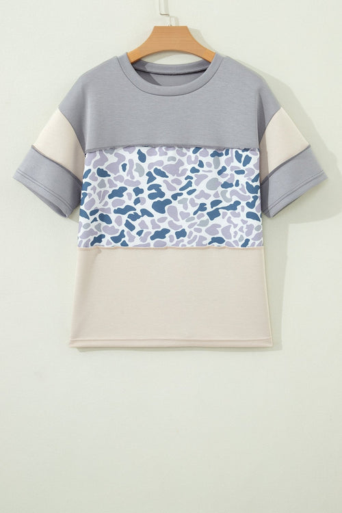 Camo Colorblock Raw Seam Short Sleeve Tee - Rooted & Reckless Co.