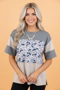 Camo Colorblock Raw Seam Short Sleeve Tee - Rooted & Reckless Co.