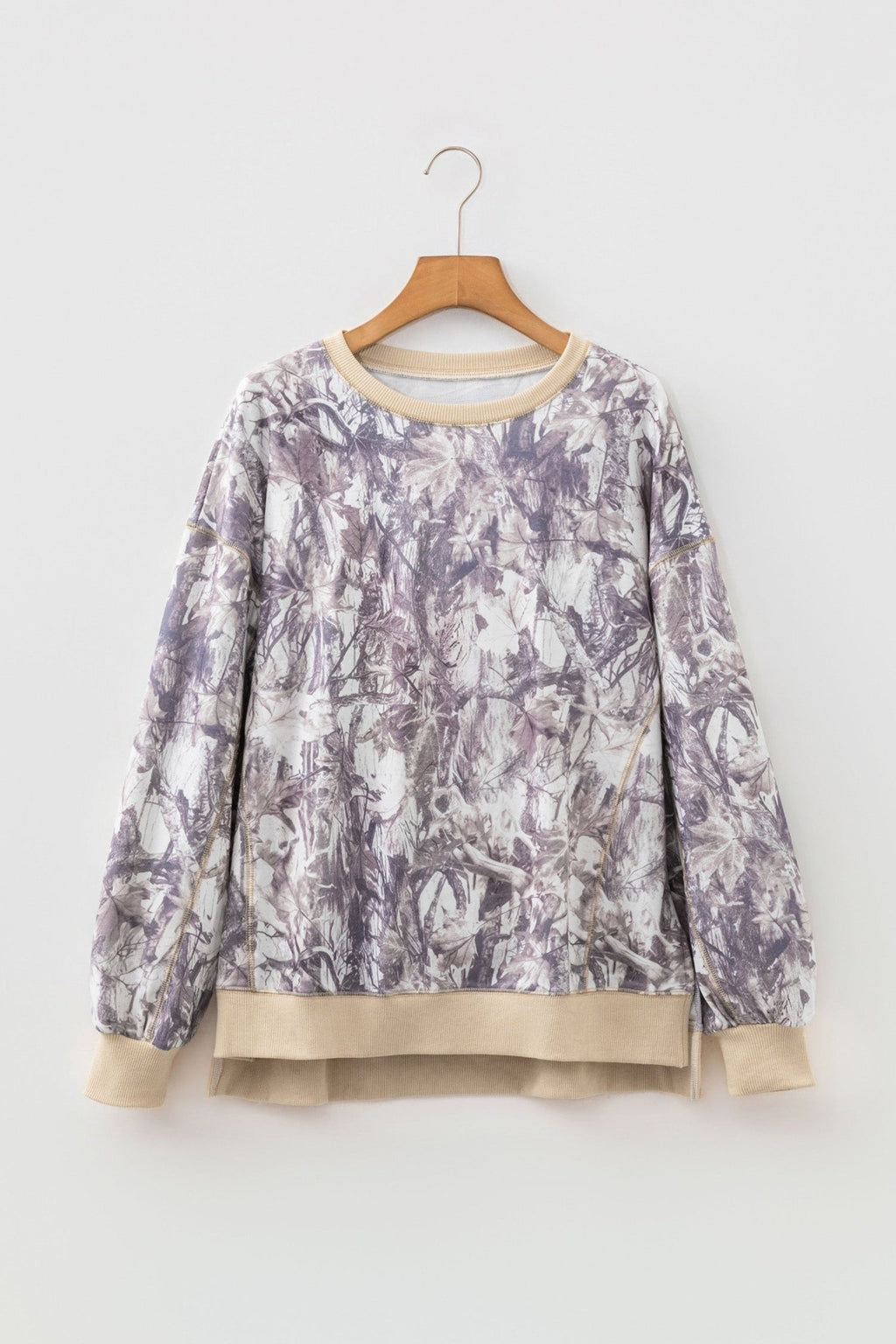 Camo Colorblock Trim Side Split Tunic Sweatshirt - Rooted & Reckless Co.