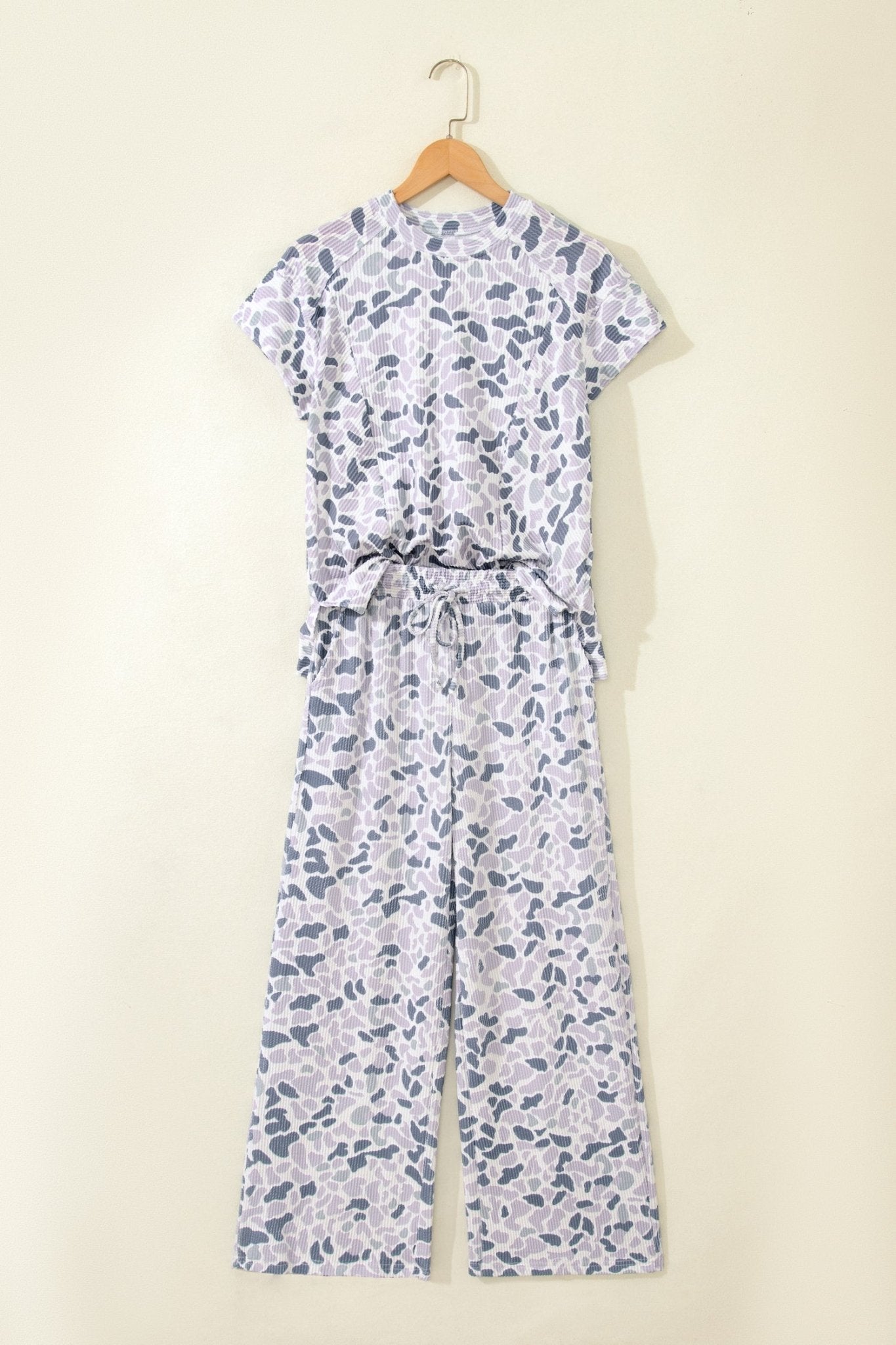 Camo Corded Knit Tee & Drawstring Pants Set - Rooted & Reckless Co.