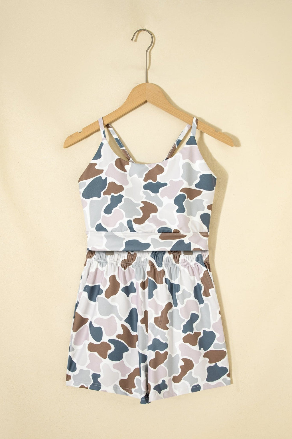 Camo Cropped Tank & Shorts Athleisure Set - Rooted & Reckless Co.