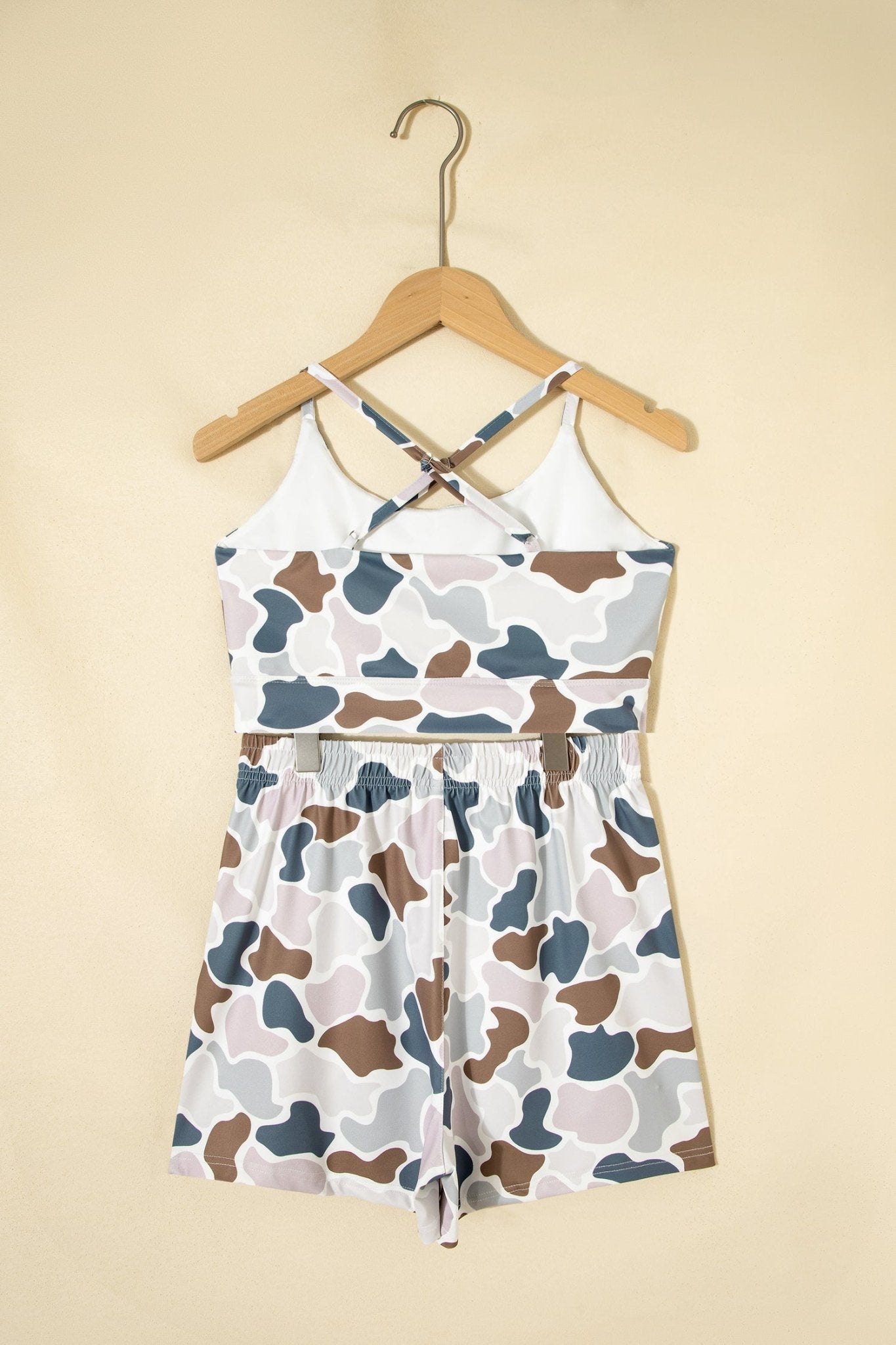 Camo Cropped Tank & Shorts Athleisure Set - Rooted & Reckless Co.