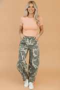Camo Denim Button Fly Straight Leg Jeans - Rooted & Reckless Co.