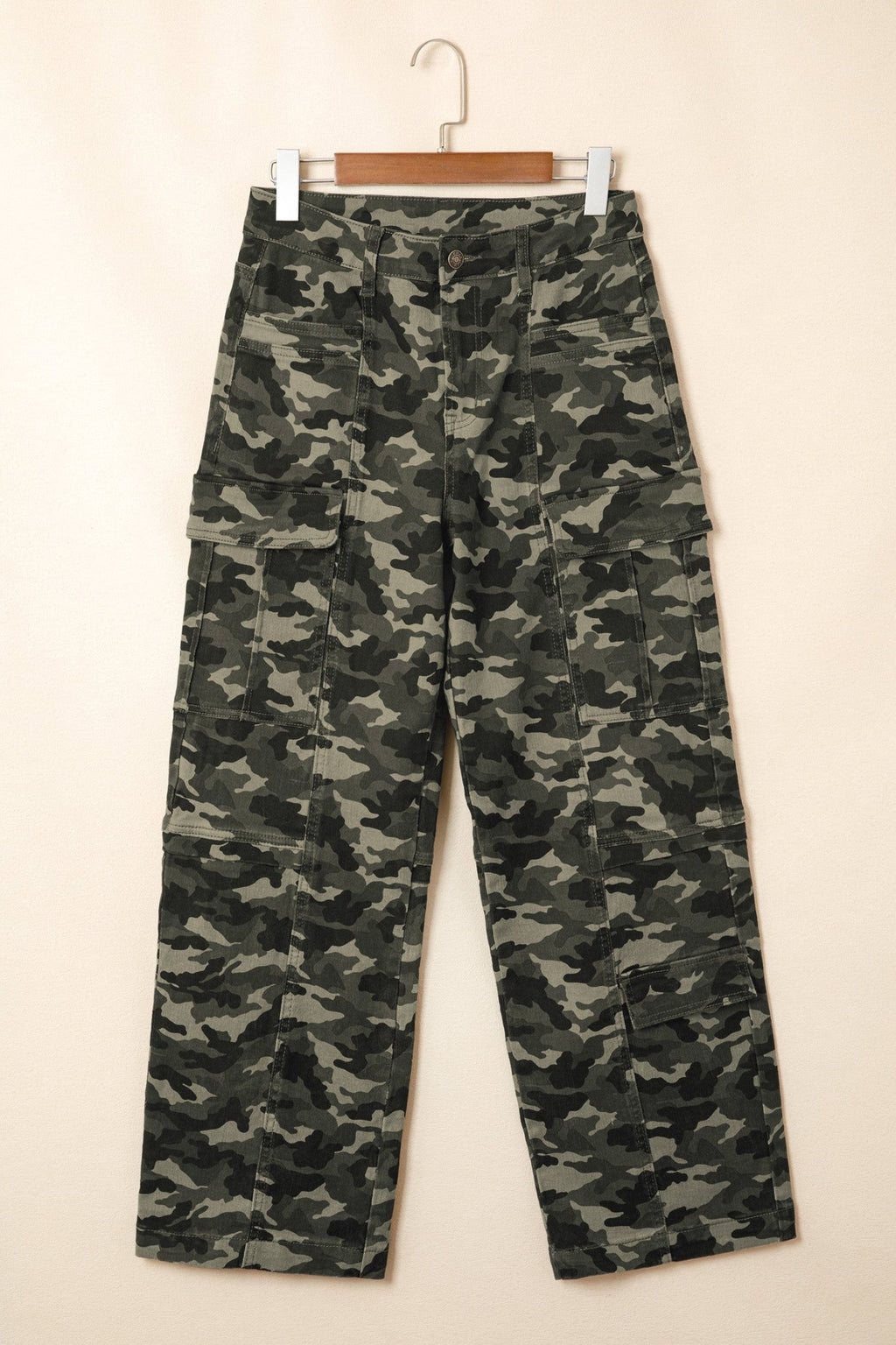 Camo Denim Cargo Pocket Wide Leg Pants - Rooted & Reckless Co.