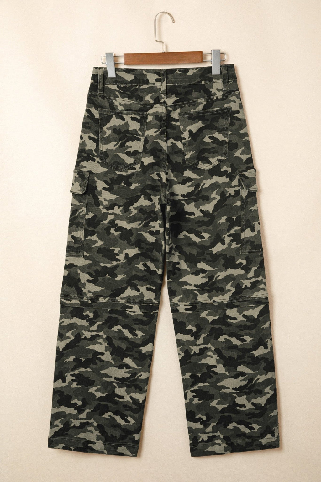 Camo Denim Cargo Pocket Wide Leg Pants - Rooted & Reckless Co.