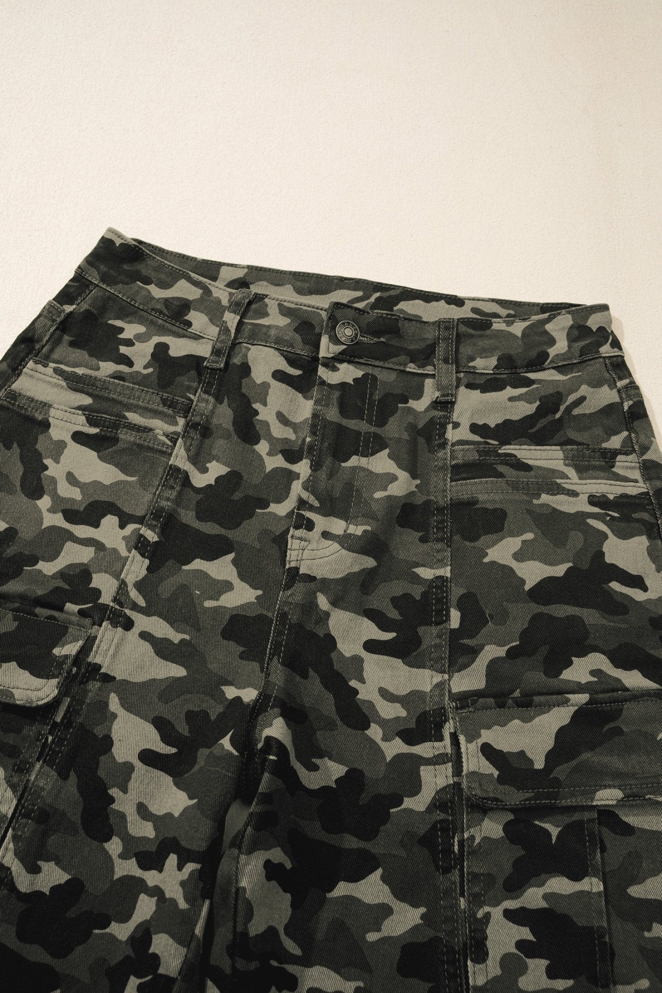 Camo Denim Cargo Pocket Wide Leg Pants - Rooted & Reckless Co.