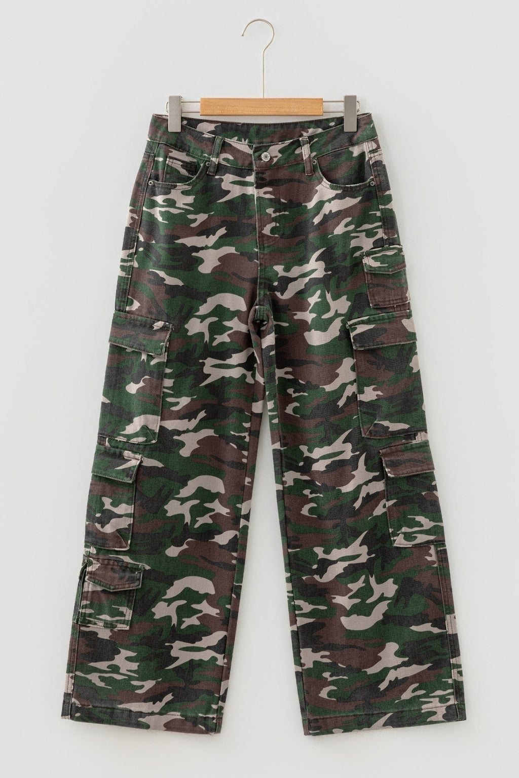 Camo Denim Cargo Wide Leg Pants - Rooted & Reckless Co.