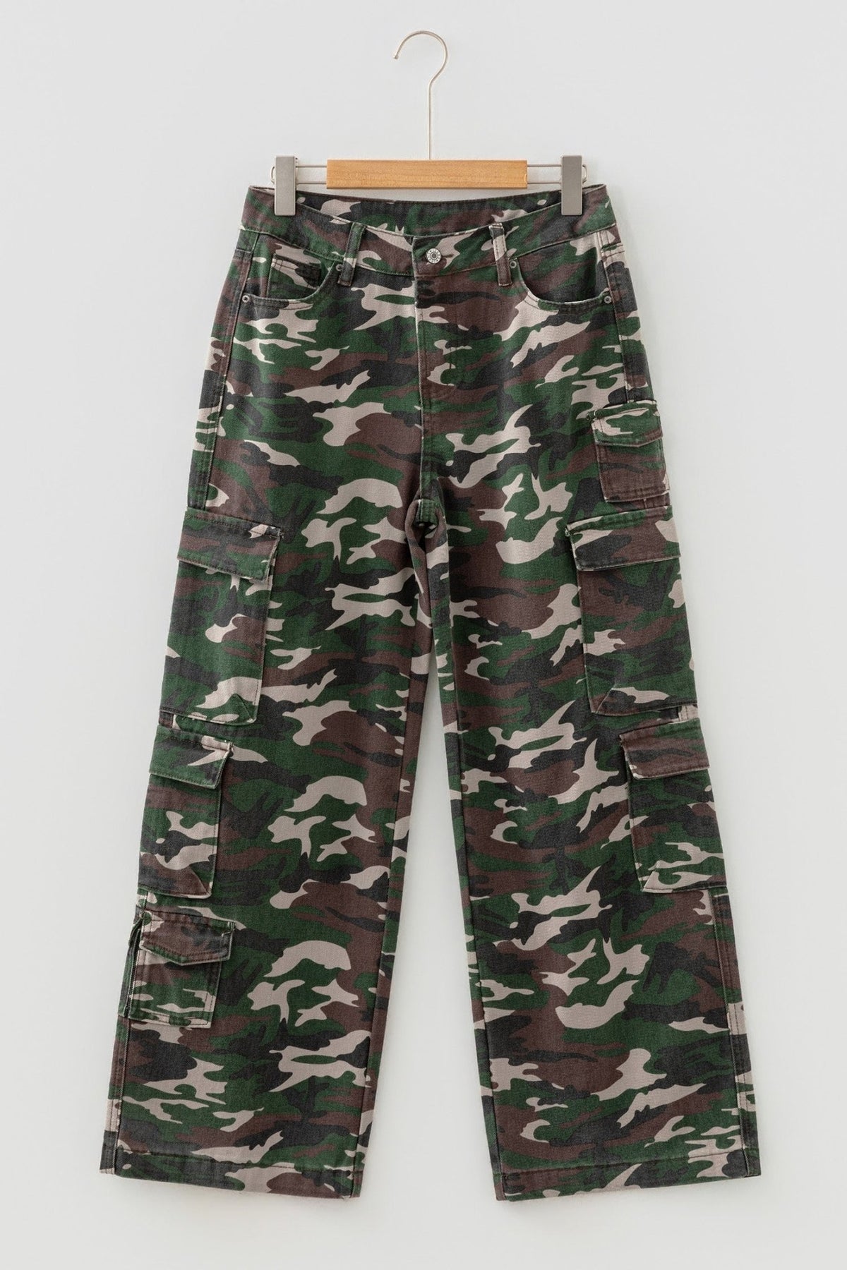 Camo Denim Cargo Wide Leg Pants - Rooted & Reckless Co.