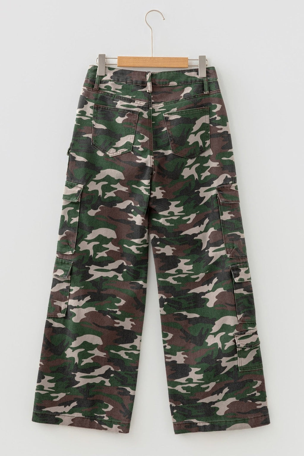 Camo Denim Cargo Wide Leg Pants - Rooted & Reckless Co.