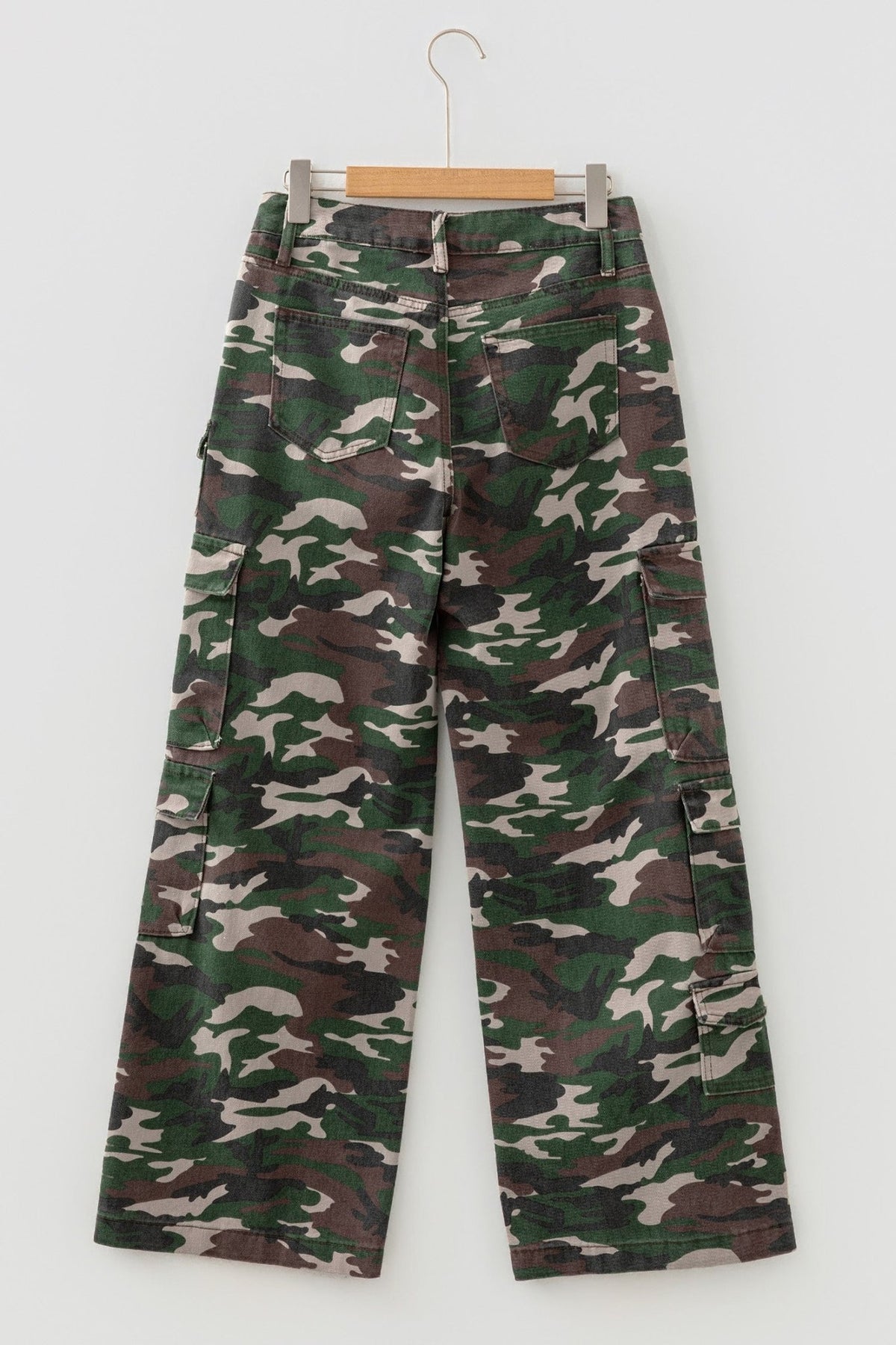 Camo Denim Cargo Wide Leg Pants - Rooted & Reckless Co.